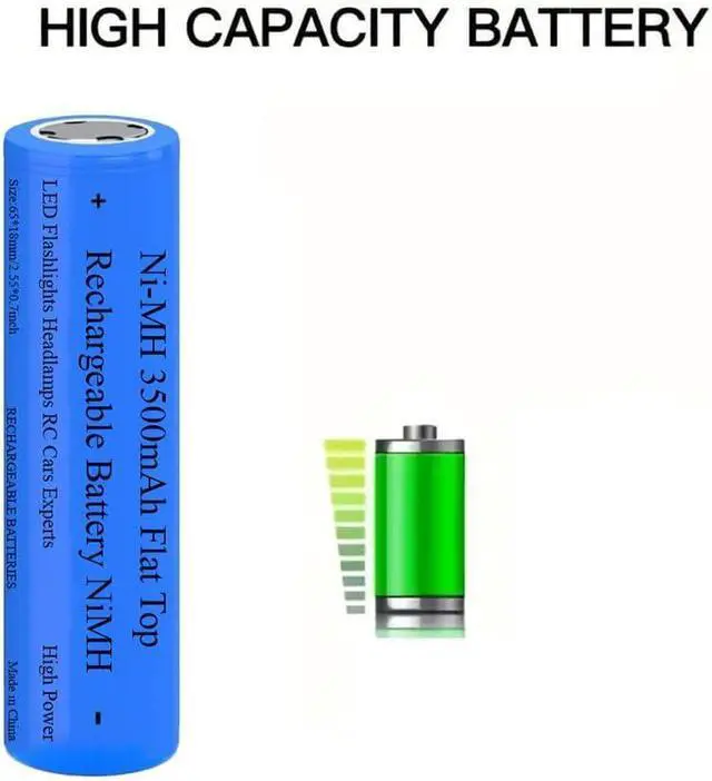 Alt view image 8 of 10 - 4 Pack 3500 mAh Battery Ni-MH, NiMH Flat Top Rechargeable Batteries, High Capacity Long Lasting Battery for LED Flashlight, Headlamp, Mini Fan, RC Car, Doorbelll, with Storage Box