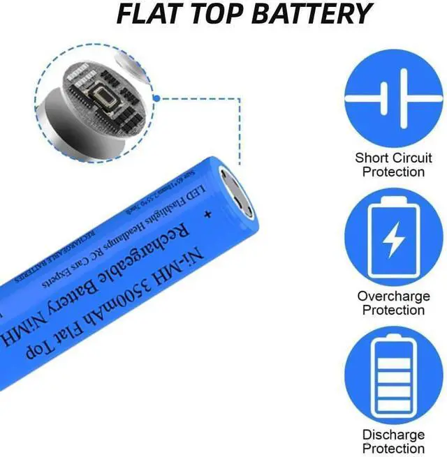 Alt view image 7 of 10 - 4 Pack 3500 mAh Battery Ni-MH, NiMH Flat Top Rechargeable Batteries, High Capacity Long Lasting Battery for LED Flashlight, Headlamp, Mini Fan, RC Car, Doorbelll, with Storage Box