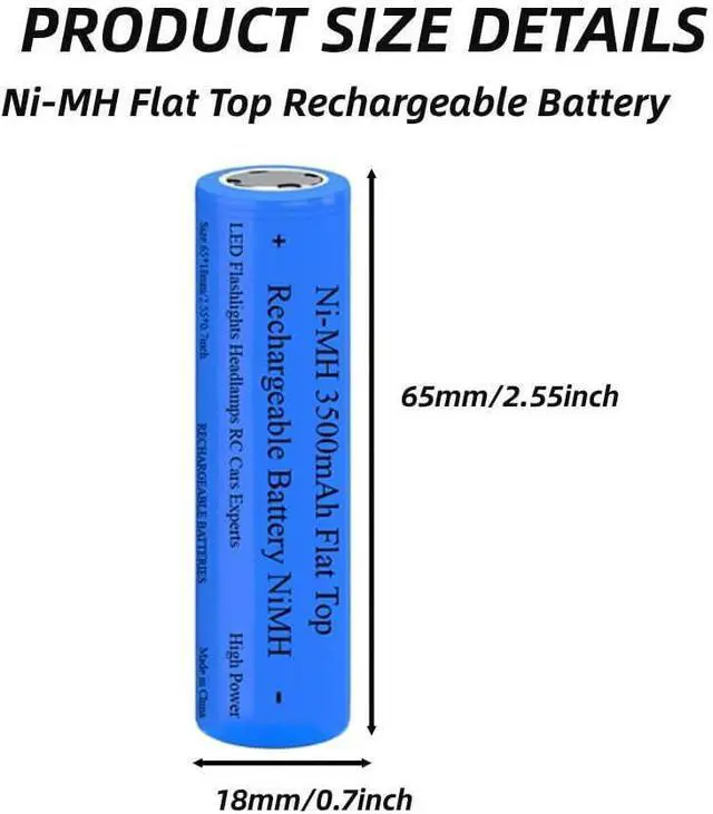 Alt view image 10 of 10 - 4 Pack 3500 mAh Battery Ni-MH, NiMH Flat Top Rechargeable Batteries, High Capacity Long Lasting Battery for LED Flashlight, Headlamp, Mini Fan, RC Car, Doorbelll, with Storage Box