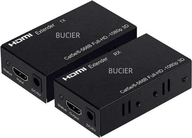 Alt view image 7 of 12 - AOMOPROING 196ft/60m HDMI Extender, HDMI Extender Over Cat 5e/6/7, Digital HDMI Ethernet Extender Adapter Support Full HD 1080P 3D, EDID Copy, Deep Color, Compatible with Fire Stick, Roku, Blue-ray