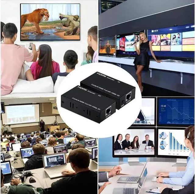 Alt view image 11 of 12 - AOMOPROING 196ft/60m HDMI Extender, HDMI Extender Over Cat 5e/6/7, Digital HDMI Ethernet Extender Adapter Support Full HD 1080P 3D, EDID Copy, Deep Color, Compatible with Fire Stick, Roku, Blue-ray
