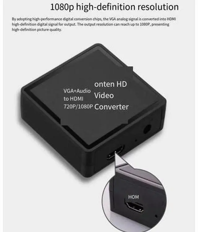 Alt view image 10 of 12 - VGA master to HDMI master converter 1080p laptop connect TV projector adapter and 1.5-meter HDMI cable