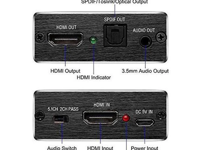 Alt view image 9 of 12 - 4K x 2K 3D HDMI to HDMI and Optical SPDIF + 3.5mm Stereo Audio Extractor Converter HDMI Audio Splitter Adapter for Blue-ray PC Laptop Xbox One HDTV