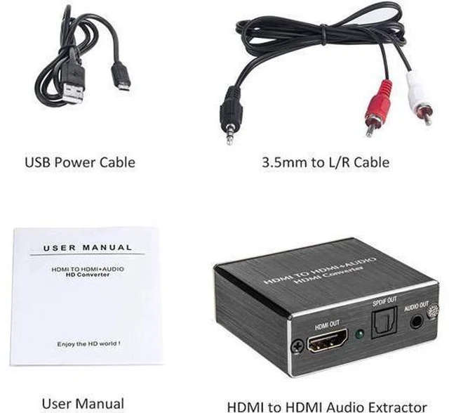 Alt view image 8 of 12 - 4K x 2K 3D HDMI to HDMI and Optical SPDIF + 3.5mm Stereo Audio Extractor Converter HDMI Audio Splitter Adapter for Blue-ray PC Laptop Xbox One HDTV