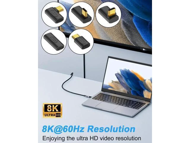 Alt view image 9 of 14 - Aomoproing 240W USB C Adapter 5-Pack, 40Gbps USB 4.0 Type C Extender, 90 Degree Right Angle USB C Adapter Fast Charging Type C Extension Connector for 8K, Thunderbolt 4/3, Steam Deck, Laptop