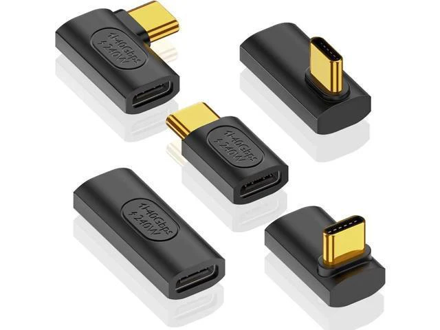 Alt view image 8 of 14 - Aomoproing 240W USB C Adapter 5-Pack, 40Gbps USB 4.0 Type C Extender, 90 Degree Right Angle USB C Adapter Fast Charging Type C Extension Connector for 8K, Thunderbolt 4/3, Steam Deck, Laptop