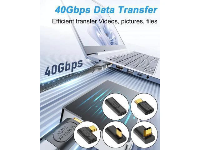 Alt view image 10 of 14 - Aomoproing 240W USB C Adapter 5-Pack, 40Gbps USB 4.0 Type C Extender, 90 Degree Right Angle USB C Adapter Fast Charging Type C Extension Connector for 8K, Thunderbolt 4/3, Steam Deck, Laptop