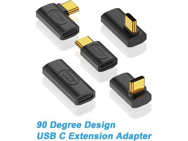 Alt view image 12 of 14 - Aomoproing 240W USB C Adapter 5-Pack, 40Gbps USB 4.0 Type C Extender, 90 Degree Right Angle USB C Adapter Fast Charging Type C Extension Connector for 8K, Thunderbolt 4/3, Steam Deck, Laptop