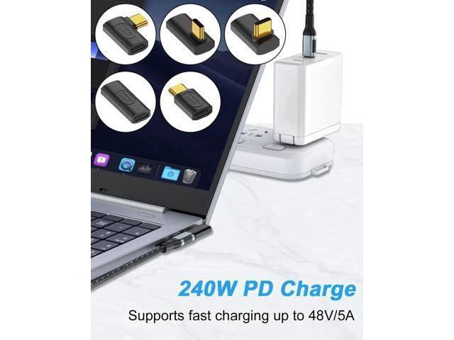 Alt view image 14 of 14 - Aomoproing 240W USB C Adapter 5-Pack, 40Gbps USB 4.0 Type C Extender, 90 Degree Right Angle USB C Adapter Fast Charging Type C Extension Connector for 8K, Thunderbolt 4/3, Steam Deck, Laptop