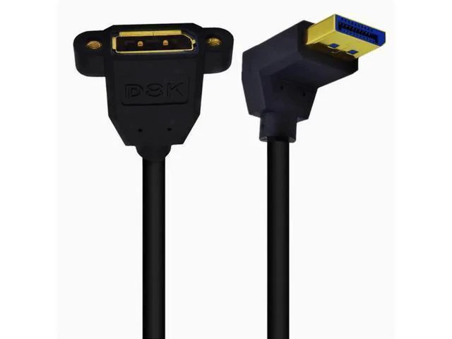 Alt view image 9 of 10 - 8K DP right Angle elbow male to female with double hole lockable displayport HD adapter cable version 1.4