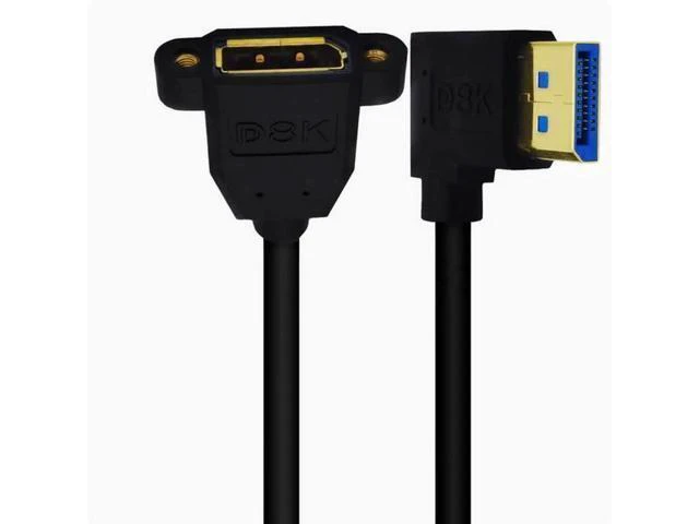 Alt view image 10 of 10 - 8K DP right Angle elbow male to female with double hole lockable displayport HD adapter cable version 1.4