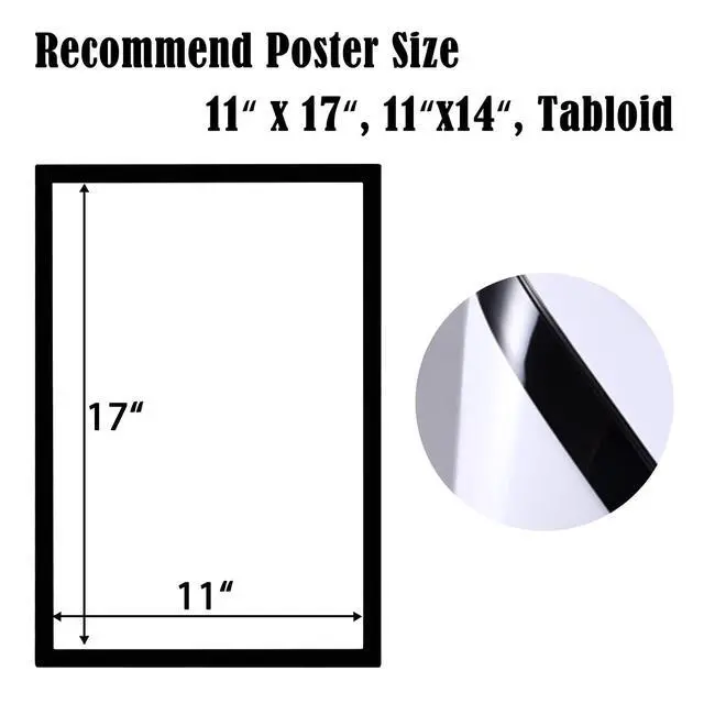 Alt view image 9 of 14 - 20pcs Magnetic Sign Holder 11 x 17 with Magnet Strip Border,Self Adhesive Magnetic Wall Mount Sign Holder,Display Picture Frames Window Poster Paper Flyer Holder for Home Office Store