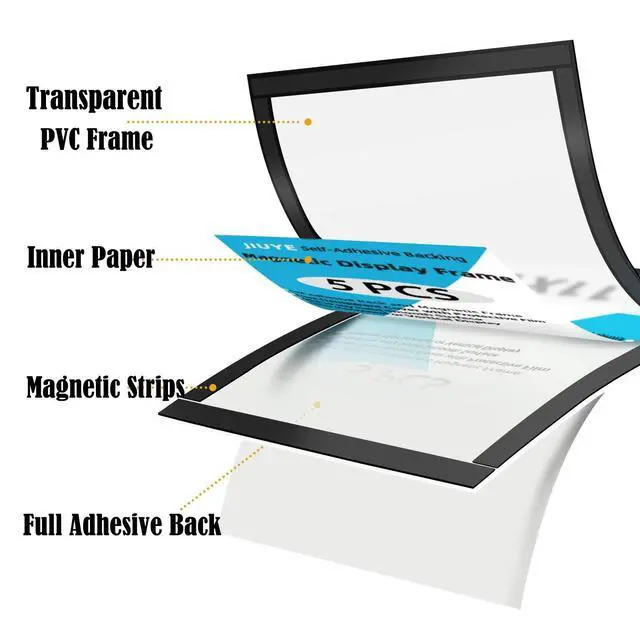Alt view image 11 of 14 - 20pcs Magnetic Sign Holder 11 x 17 with Magnet Strip Border,Self Adhesive Magnetic Wall Mount Sign Holder,Display Picture Frames Window Poster Paper Flyer Holder for Home Office Store