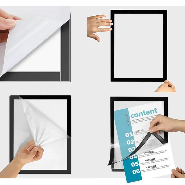 Alt view image 14 of 14 - 20pcs Magnetic Sign Holder 11 x 17 with Magnet Strip Border,Self Adhesive Magnetic Wall Mount Sign Holder,Display Picture Frames Window Poster Paper Flyer Holder for Home Office Store