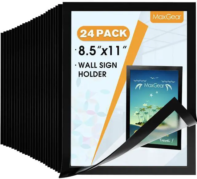 Alt view image 8 of 14 - Magnetic Sign Holder 11 x 17, Magnetic Paper Holder, 24 Pack | Strong Self-Adhesive Backing, Magnetic Front Opening, Clear PVC, Easy Insert and Replace Paper, Document, Poster and Flyer
