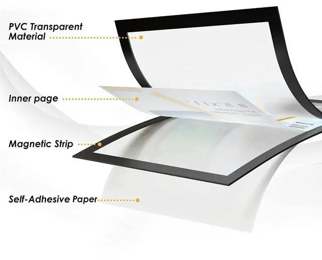 Alt view image 12 of 14 - Magnetic Sign Holder 11 x 17, Magnetic Paper Holder, 24 Pack | Strong Self-Adhesive Backing, Magnetic Front Opening, Clear PVC, Easy Insert and Replace Paper, Document, Poster and Flyer