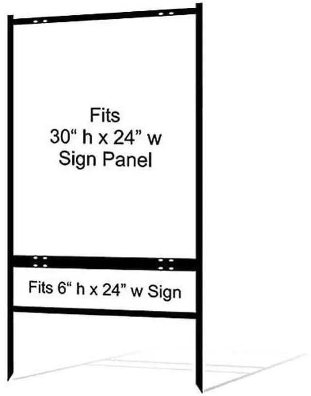 Alt view image 9 of 14 - Real Estate Yard Sign Metal H-Frame, 30 x 24 Slide-in with Rider, Black (Pack of 1), C 230
