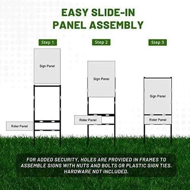 Alt view image 10 of 14 - Real Estate Yard Sign Metal H-Frame, 30 x 24 Slide-in with Rider, Black (Pack of 1), C 230