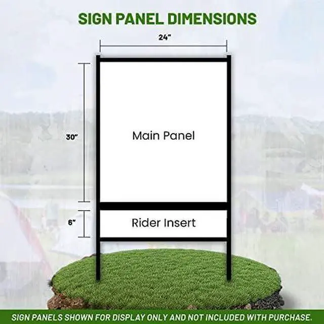 Alt view image 11 of 14 - Real Estate Yard Sign Metal H-Frame, 30 x 24 Slide-in with Rider, Black (Pack of 1), C 230