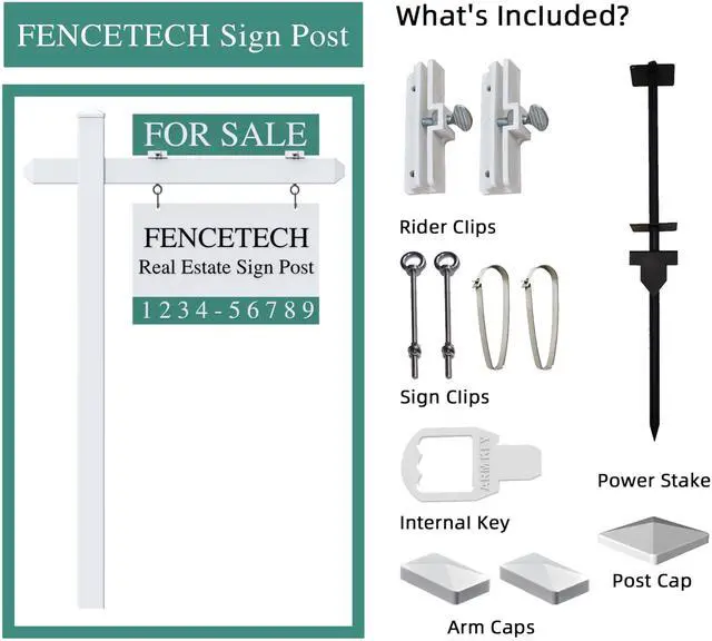 Alt view image 11 of 14 - 4.7ft Vinyl PVC Real Estate Sign Post, Realtor Yard Sign Post for Open House and Home for Sale, 36" Arm Holds Up to 24" Sign - White (No Sign)
