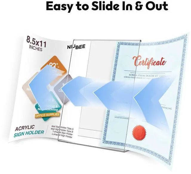 Alt view image 10 of 12 - Acrylic Sign Holder 8.5 x 11 Inches Slanted Back, Clear Plastic Sign Holder Paper Display Table Stand for Office, Store, Restaurant (20 Pack)
