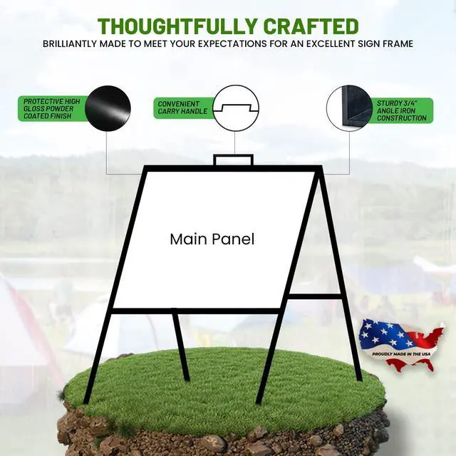Alt view image 9 of 14 - A Frame Sign Holder (Pack of 1) C 213, Sidewalk Portable, Folding Sign Holder, Open House Sign Stand for 18 x 24 Sign Panels, Black