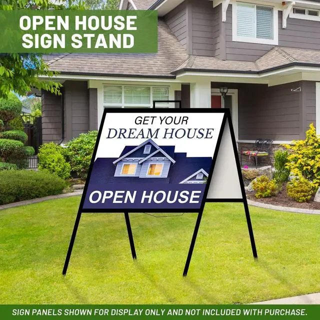 Alt view image 12 of 14 - A Frame Sign Holder (Pack of 1) C 213, Sidewalk Portable, Folding Sign Holder, Open House Sign Stand for 18 x 24 Sign Panels, Black