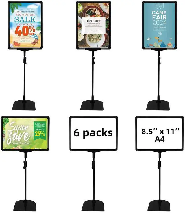 Alt view image 7 of 12 - Sign Holder Stand,Sign Stand for Display,Adjustable Sign Holders For Table Top,Table Sign Holders 8.5 x 11,6 Packs,Black
