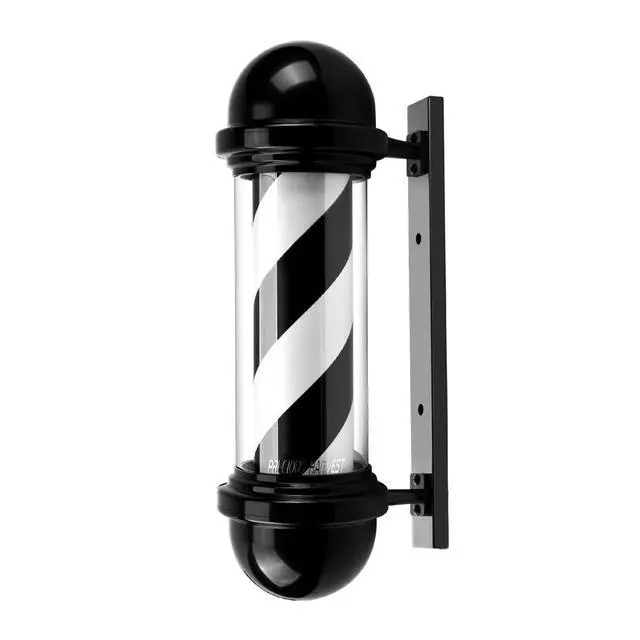 Alt view image 8 of 14 - 20 Inch Barber Pole,Red Blue and White Barbershop Rotating Light Fixture,Classic Signs for Hair Salon,LED Light Source (Black)
