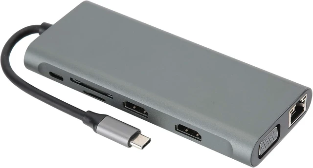 Alt view image 8 of 14 - 12 in 1 Docking Station, Type C USB 3.0 Dock Station, Aluminum y 4K Triple Di A with PD Charging, RJ 45 Ethernet, Card Readers for Laptop Pro Air