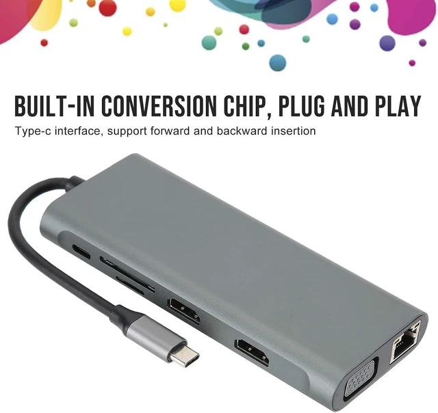 Alt view image 10 of 14 - 12 in 1 Docking Station, Type C USB 3.0 Dock Station, Aluminum y 4K Triple Di A with PD Charging, RJ 45 Ethernet, Card Readers for Laptop Pro Air