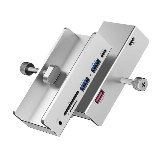 Alt view image 6 of 10 - 6-in-1 USaB 3.0 Hub with Povver Suppli USaB Clip Docking Station USaB Splitter Adaptier 5G Steady Speed Transmission for Pc Laptop