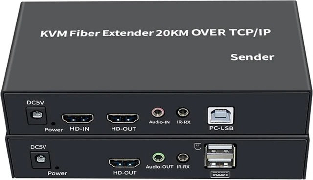 Alt view image 7 of 12 - Single Mode 20Km HDMI KVM Fiber Extender 1080P@60Hz HDMI Repeater Mouse Keyboard Extender Ethernet Cables Splitter Support Mouse Keyboard