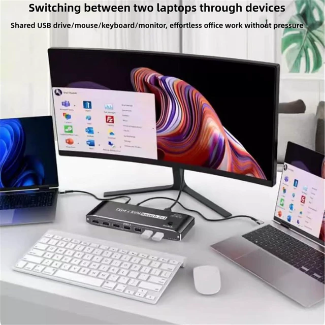 Alt view image 13 of 14 - 8K USB C KVM Switch Set HDMI&DP Dual Port Output PD 100W Reverse-Charge Laptop for Windows 7/8/10/11
