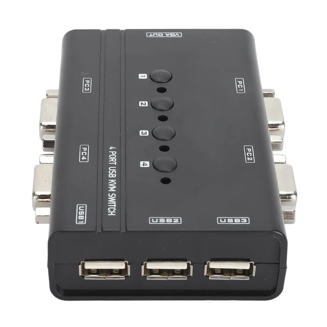 Alt view image 10 of 14 - Sonew USB VGA KVM Switch 4 Port Selector for 4 PCs Sharing Display and 3 USB Devices Including, Keyboard, and Printer