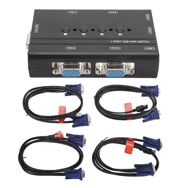 Alt view image 13 of 14 - Sonew USB VGA KVM Switch 4 Port Selector for 4 PCs Sharing Display and 3 USB Devices Including, Keyboard, and Printer