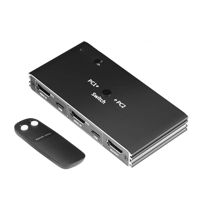 Alt view image 8 of 14 - HDMI Allocator KVM Switcher- 4K 2 in 1 Out KVM Switch Keyboard Mouse USB Shared Display Synchronization Controller