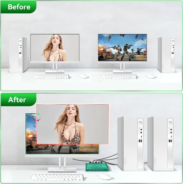Alt view image 6 of 6 - kvm Switch 1 Monitor 2 Computers hdmi 4k 60hz hdmi kvm Switch 1 Monitors 2 Computers 4k 60hz