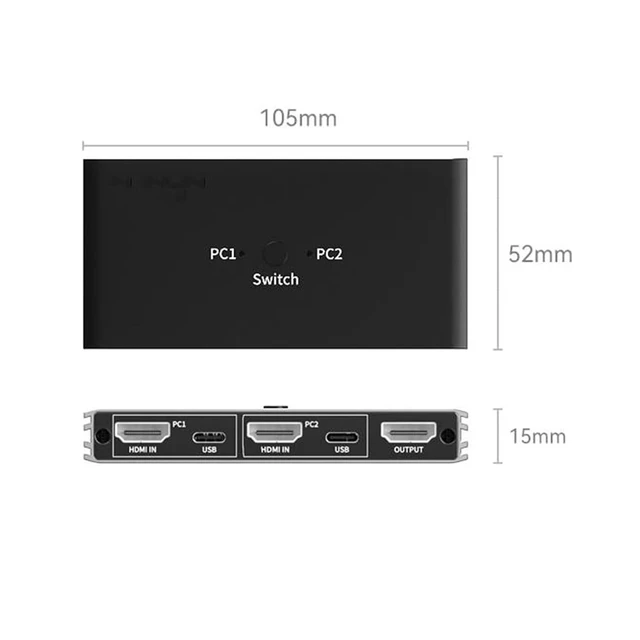 Alt view image 9 of 14 - HDMI Allocator KVM Switcher- 4K 2 in 1 Out KVM Switch Keyboard Mouse USB Shared Display Synchronization Controller