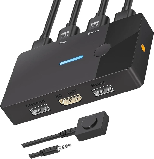 Alt view image 8 of 14 - ordinarYone 8K@60Hz Resolution HDTV KVM Switcher 1 Monitor 2 Computer Sharing Keyboard Mouse USB Plug and Play KVM Device Replacemen