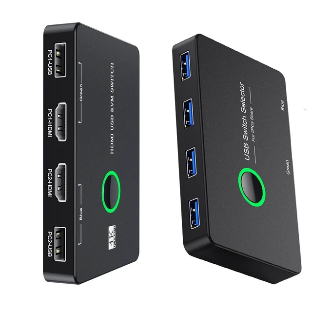 Alt view image 8 of 14 - BlundleULXUUUN USB 3.0 Switch + KVM Switch HDMI, KVM Switch 1 Monitor for 2 Computer