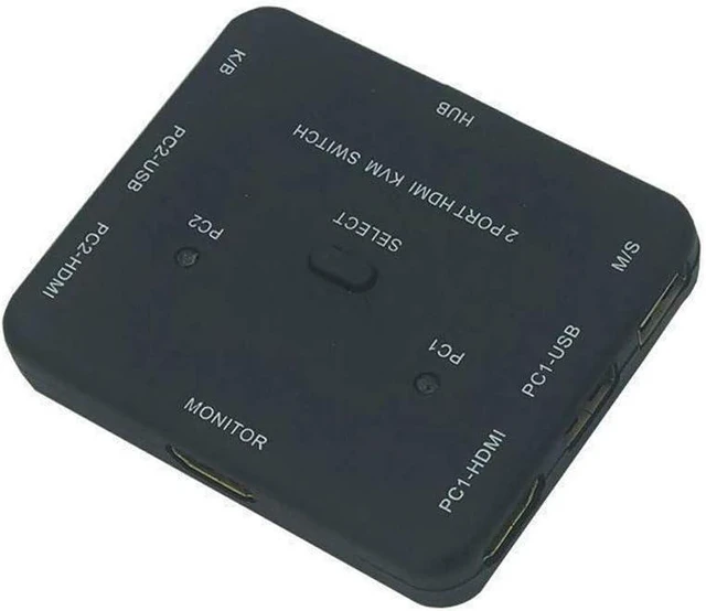 Alt view image 7 of 12 - USB HDMI KVM Switcher 2-Port 4K HDMI USB Mouse&Keyboard Monitor Selector Sharing HDMI Switch KVM with USB