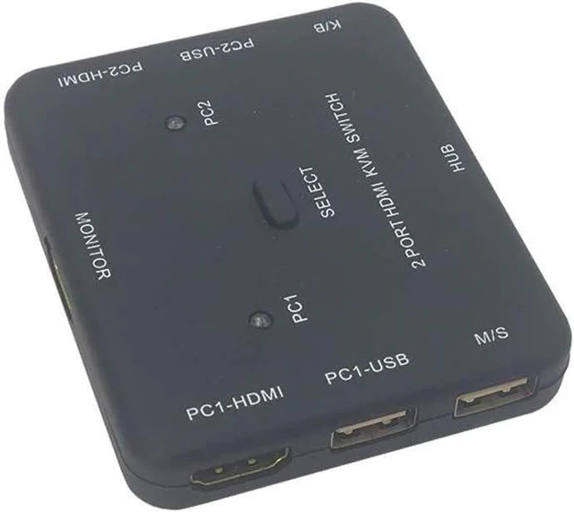 Alt view image 12 of 12 - USB HDMI KVM Switcher 2-Port 4K HDMI USB Mouse&Keyboard Monitor Selector Sharing HDMI Switch KVM with USB