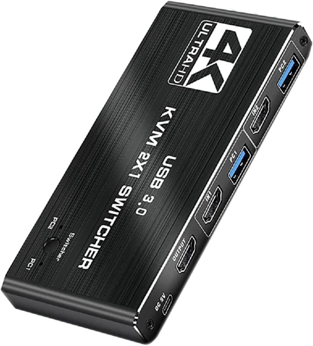 Alt view image 8 of 14 - ZEZEFUFU HD 2.0 KVM USB Switch, 4K 60Hz 2 in 1 Out USB 3.0 KVM Switcher for 2 Computers 1 Monitor Keyboard, Mouse