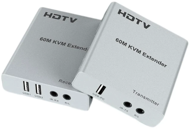 Alt view image 8 of 14 - HDMI KVM 60m Extender - KVM Switch/Distributor, USB Keyboard Mouse Sync 2-in-2 Controller, HDMI Host Recorder Network Cable Extender 1080P 60Hz DNF Game Control Synchronizer