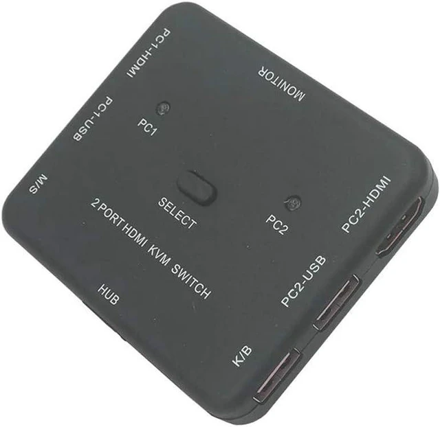 Alt view image 10 of 12 - USB HDMI KVM Switcher 2-Port 4K HDMI USB Mouse&Keyboard Monitor Selector Sharing HDMI Switch KVM with USB