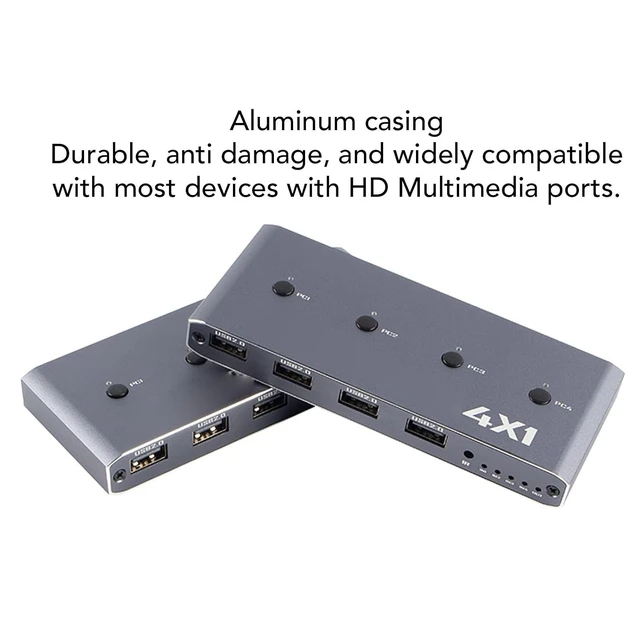 Alt view image 10 of 14 - 4K HDMI KVM Switches 4x1, 48Gbps High Speed USB 2.0 Hub, CEC VRR ALLM QFT, with 4 HDMI Cables & Remote, for PC Laptop Monitor TV