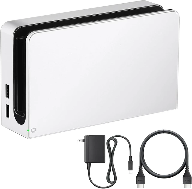 Alt view image 8 of 14 - TV Dock Station with Ethernet LAN Port - 3 in 1 Replacement Switch and OLED TV Base Docking Set with Upgraded IC Module, Charger, HDMI Cable Accessories - Not for Switch 2 (White)