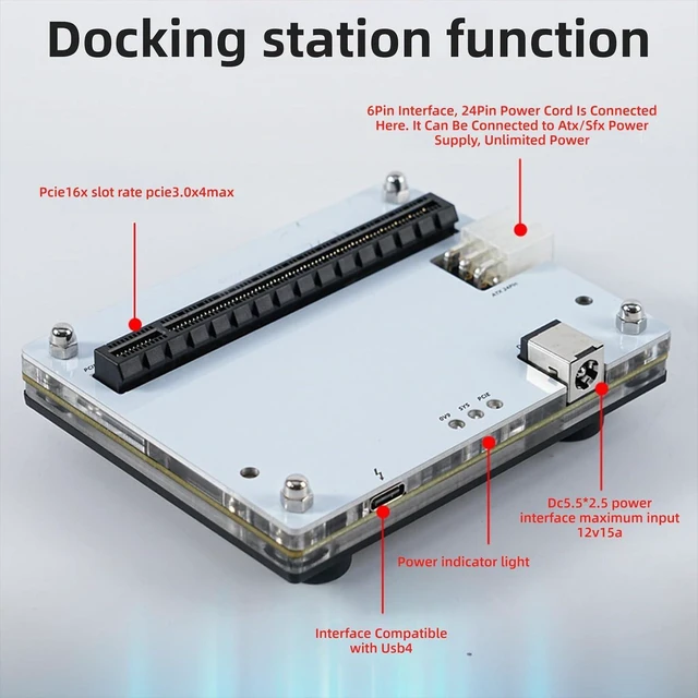 Alt view image 10 of 14 - Heayzoki External Graphics Card Dock, USB4.0 External GPU Docking Station with 1m Data Cable, for PCIe 16X Slot Laptop PC Handheld Device