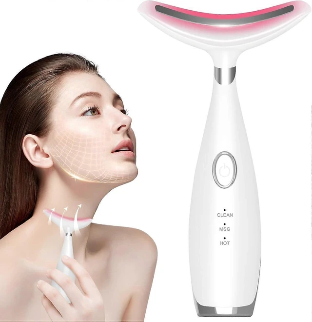 Alt view image 12 of 12 - Ecocleanpath 3-in-1 Facial Massager with Heating & Vibration, Portable Neck & Face Beauty Device (White)